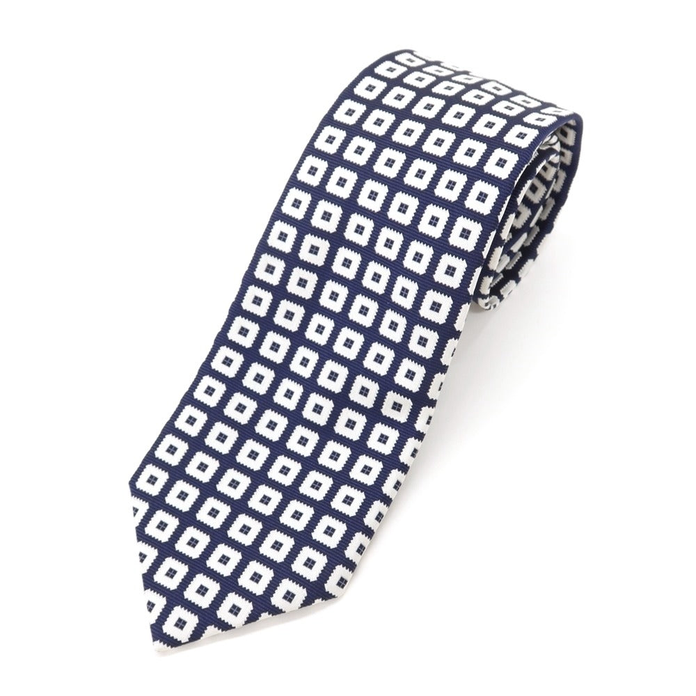 [Used] Ermenegildo Zegna Small Pattern Tri-Fold Silk Tie Navy x White [NVY] [S/S/A/W] [Condition Rank B] ​​[Men&