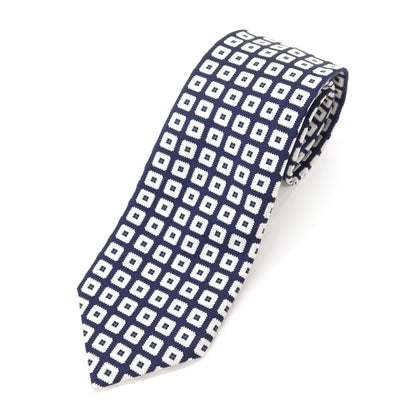 [Used] Ermenegildo Zegna Small Pattern Tri-Fold Silk Tie Navy x White [NVY] [S/S/A/W] [Condition Rank B] ​​[Men&