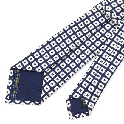 [Used] Ermenegildo Zegna Small Pattern Tri-Fold Silk Tie Navy x White [NVY] [S/S/A/W] [Condition Rank B] ​​[Men&
