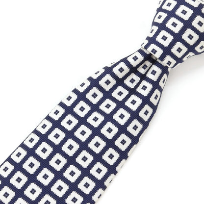 [Used] Ermenegildo Zegna Small Pattern Tri-Fold Silk Tie Navy x White [NVY] [S/S/A/W] [Condition Rank B] ​​[Men&