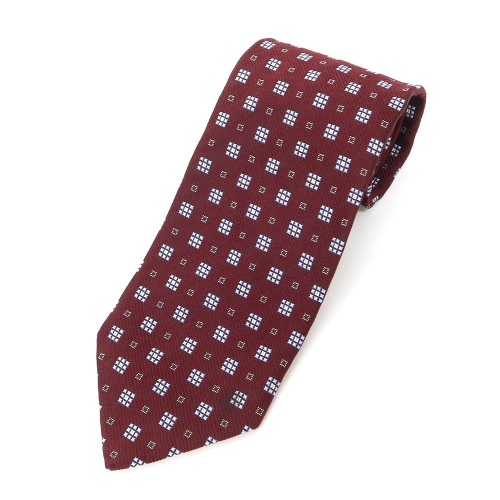 [Used] Ermenegildo Zegna Small Pattern Tri-Fold Silk Tie Bordeaux x Sax [RED] [S/S/A/W] [Condition Rank B] ​​[Men&