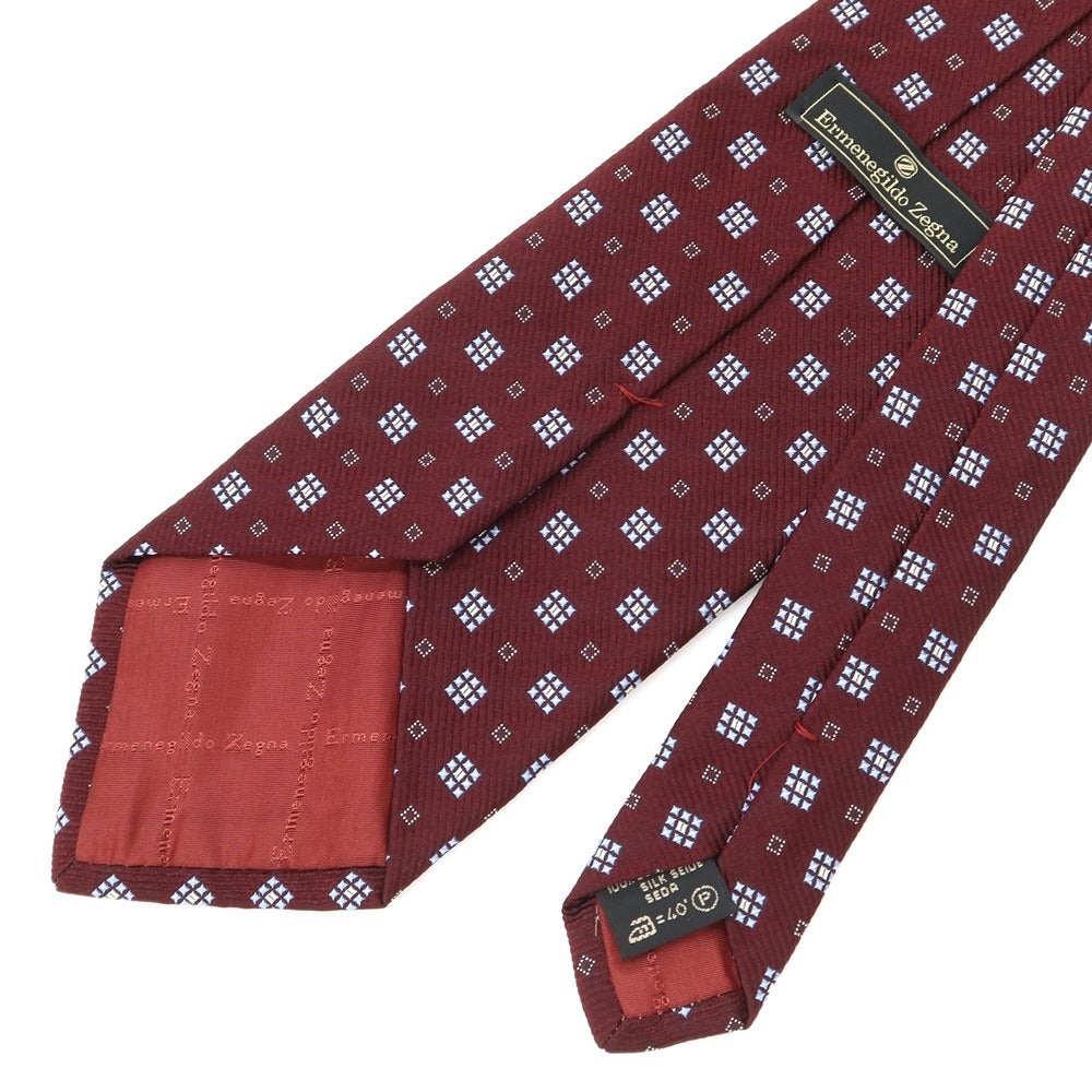 [Used] Ermenegildo Zegna Small Pattern Tri-Fold Silk Tie Bordeaux x Sax [RED] [S/S/A/W] [Condition Rank B] ​​[Men&