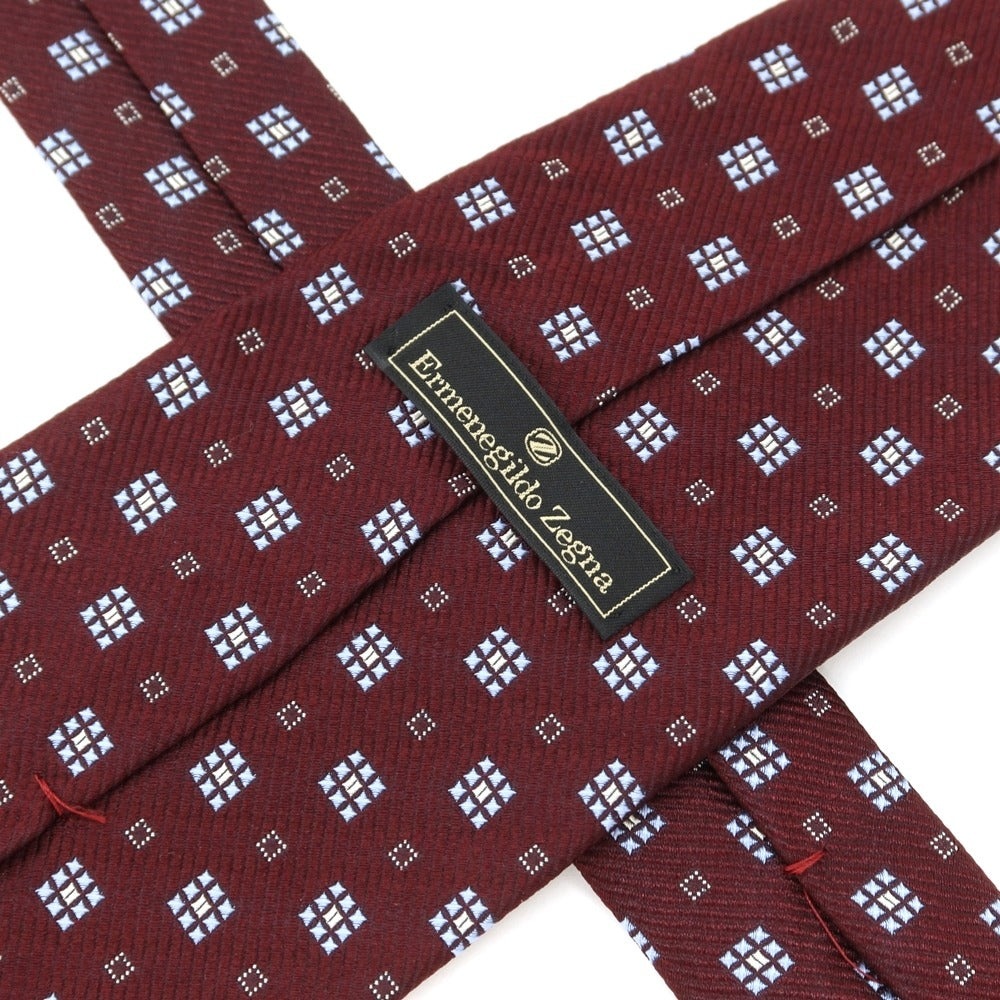 [Used] Ermenegildo Zegna Small Pattern Tri-Fold Silk Tie Bordeaux x Sax [RED] [S/S/A/W] [Condition Rank B] ​​[Men&