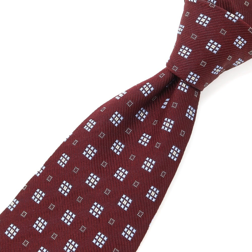 [Used] Ermenegildo Zegna Small Pattern Tri-Fold Silk Tie Bordeaux x Sax [RED] [S/S/A/W] [Condition Rank B] ​​[Men&