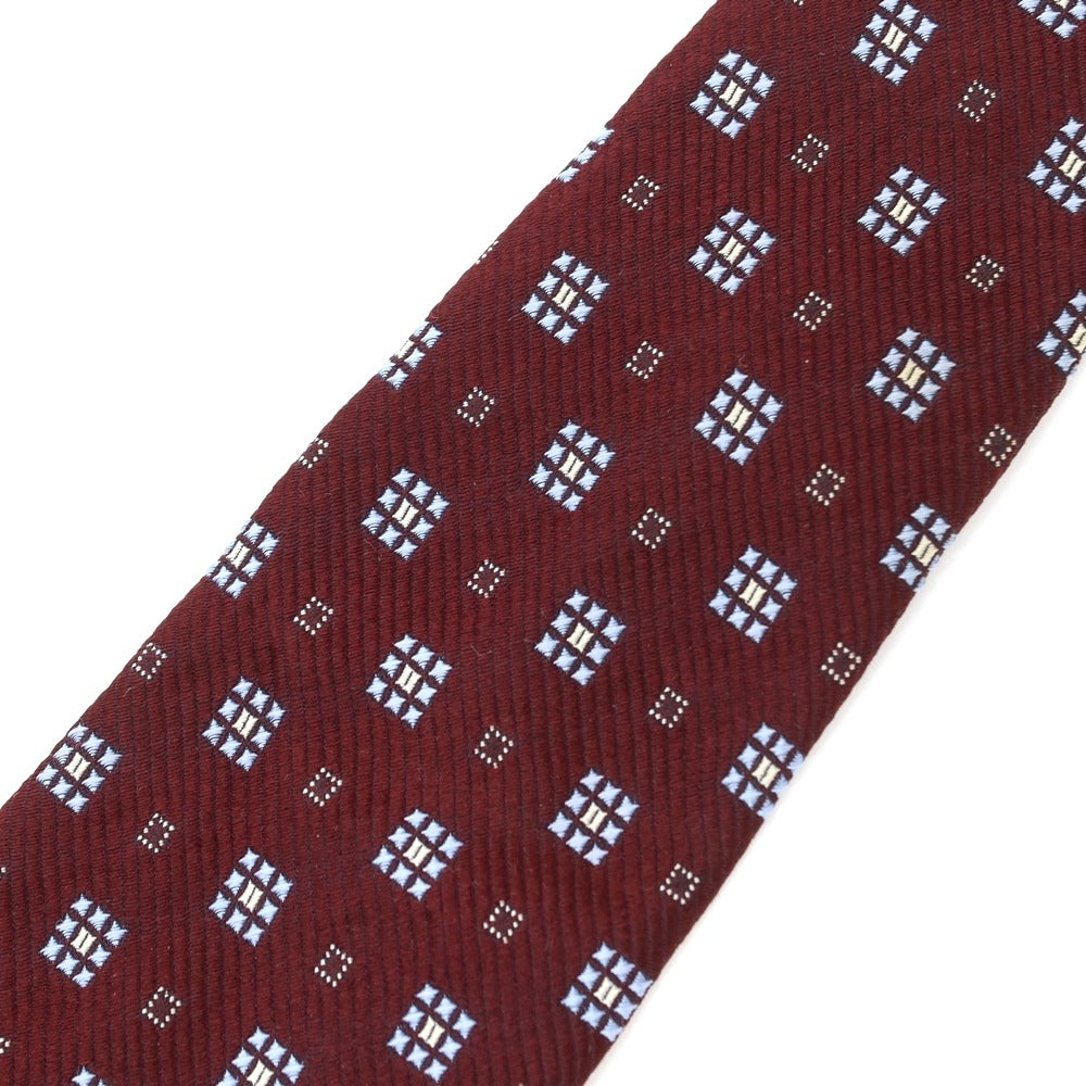 [Used] Ermenegildo Zegna Small Pattern Tri-Fold Silk Tie Bordeaux x Sax [RED] [S/S/A/W] [Condition Rank B] ​​[Men&