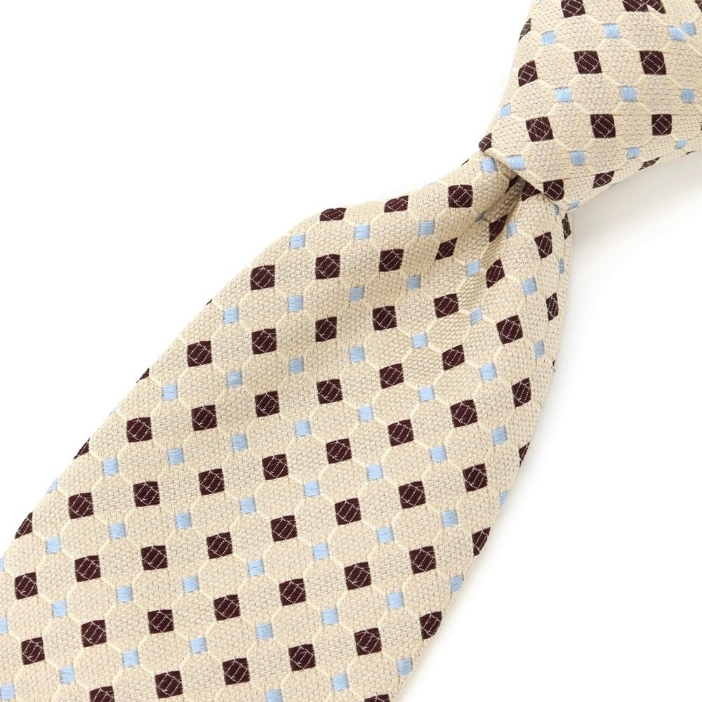 [Used] Ermenegildo Zegna Small Pattern Tri-Fold Silk Tie Beige x Brown [BEI] [S/S/A/W] [Condition Rank B] ​​[Men&