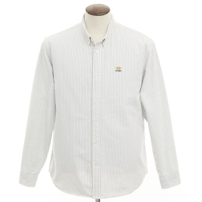 [Used] Supreme 2019 Fall/Winter Flannel Oxford Shirt Cotton Flannel Button-down Shirt White x Navy [Size L] [WHT] [S/S/A/W] [Condition Rank C] [Men&