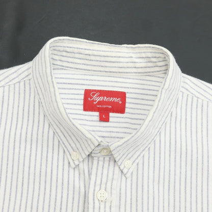 [Used] Supreme 2019 Fall/Winter Flannel Oxford Shirt Cotton Flannel Button-down Shirt White x Navy [Size L] [WHT] [S/S/A/W] [Condition Rank C] [Men&
