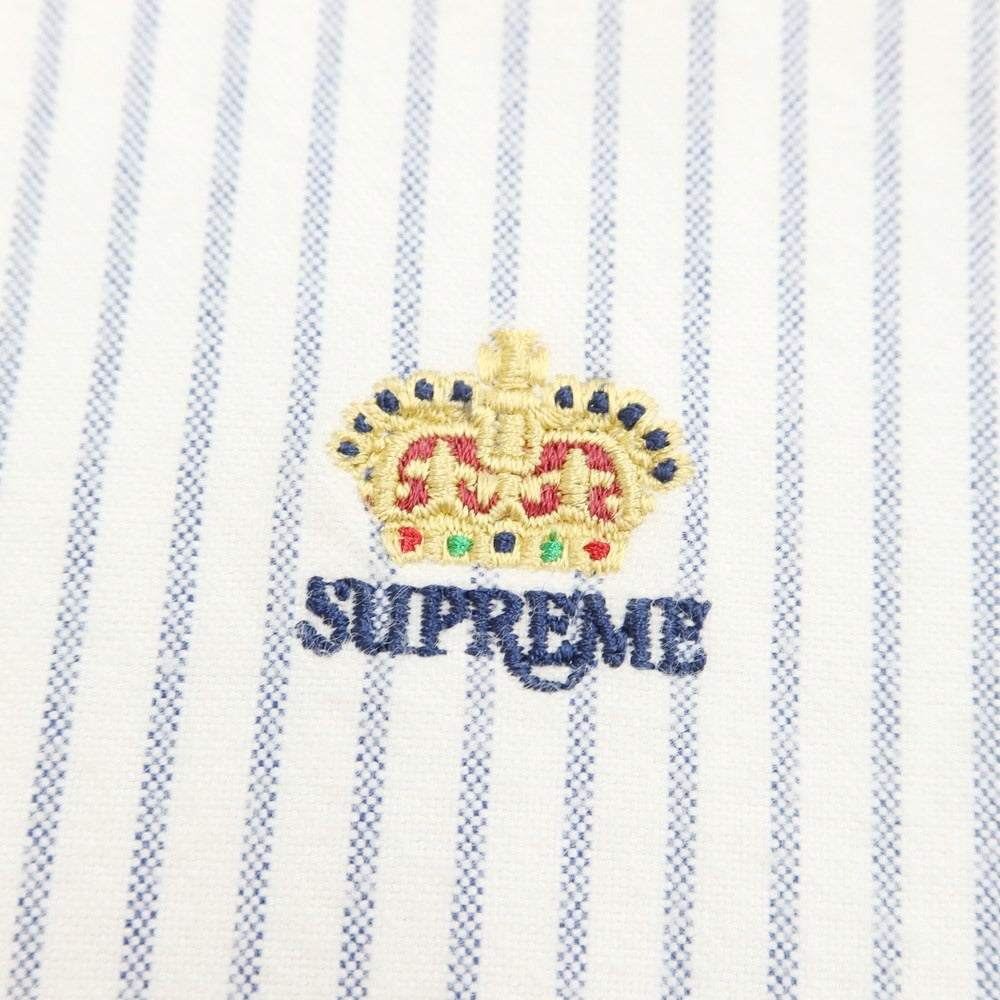 [Used] Supreme 2019 Fall/Winter Flannel Oxford Shirt Cotton Flannel Button-down Shirt White x Navy [Size L] [WHT] [S/S/A/W] [Condition Rank C] [Men&
