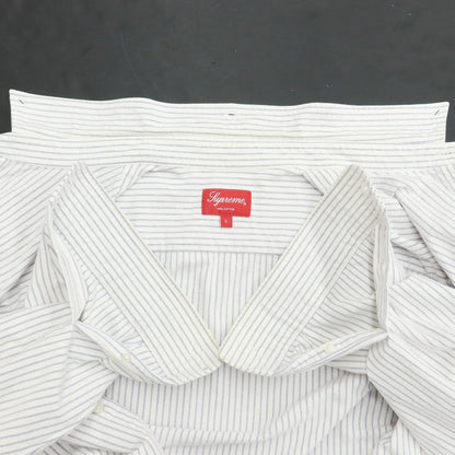 [Used] Supreme 2019 Fall/Winter Flannel Oxford Shirt Cotton Flannel Button-down Shirt White x Navy [Size L] [WHT] [S/S/A/W] [Condition Rank C] [Men&