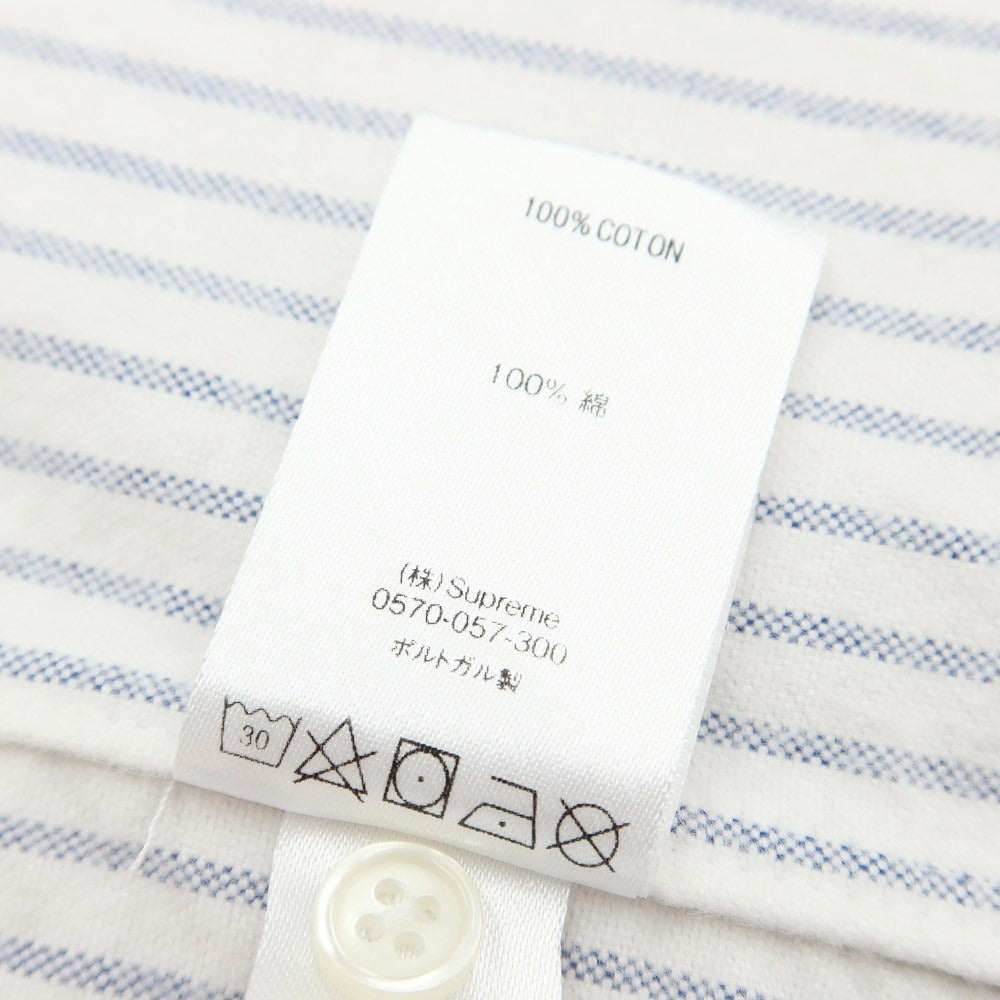[Used] Supreme 2019 Fall/Winter Flannel Oxford Shirt Cotton Flannel Button-down Shirt White x Navy [Size L] [WHT] [S/S/A/W] [Condition Rank C] [Men&