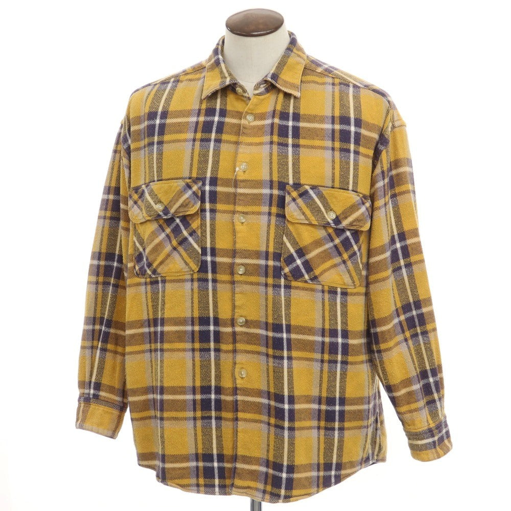 [Used] MYTHINKS Check Wide Silhouette Flannel Shirt Mustard Yellow x Navy [Size L] [YEL] [A/W] [Condition Rank B] ​​[Men&