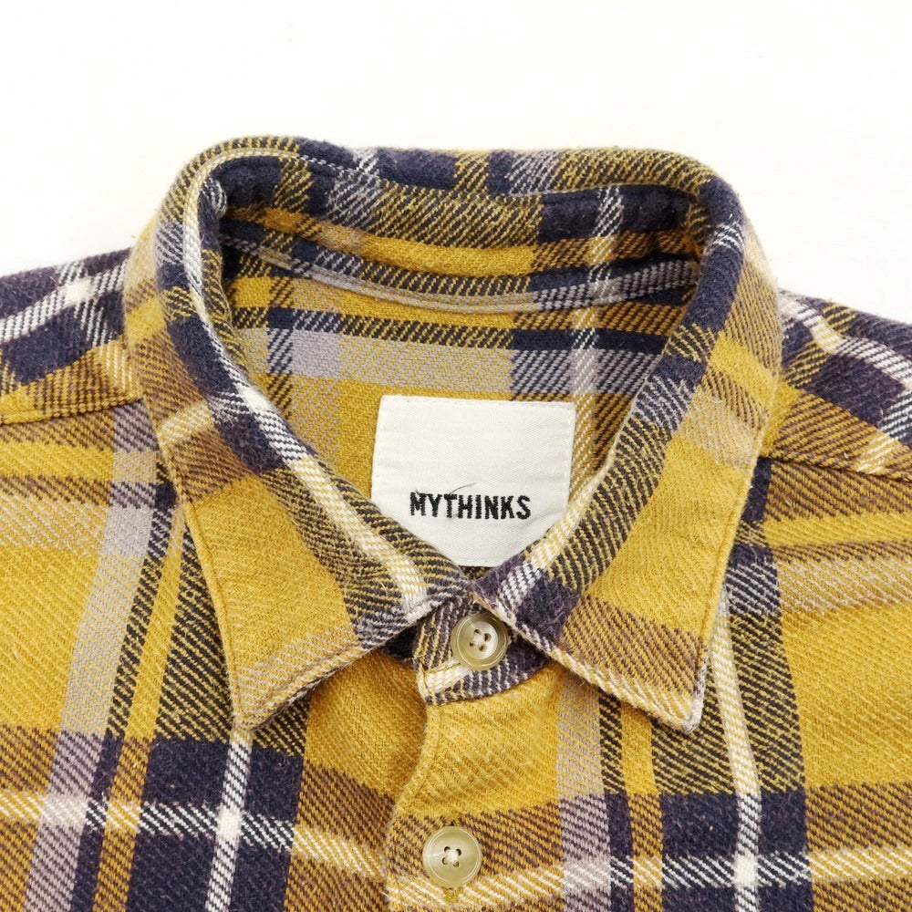 [Used] MYTHINKS Check Wide Silhouette Flannel Shirt Mustard Yellow x Navy [Size L] [YEL] [A/W] [Condition Rank B] ​​[Men&