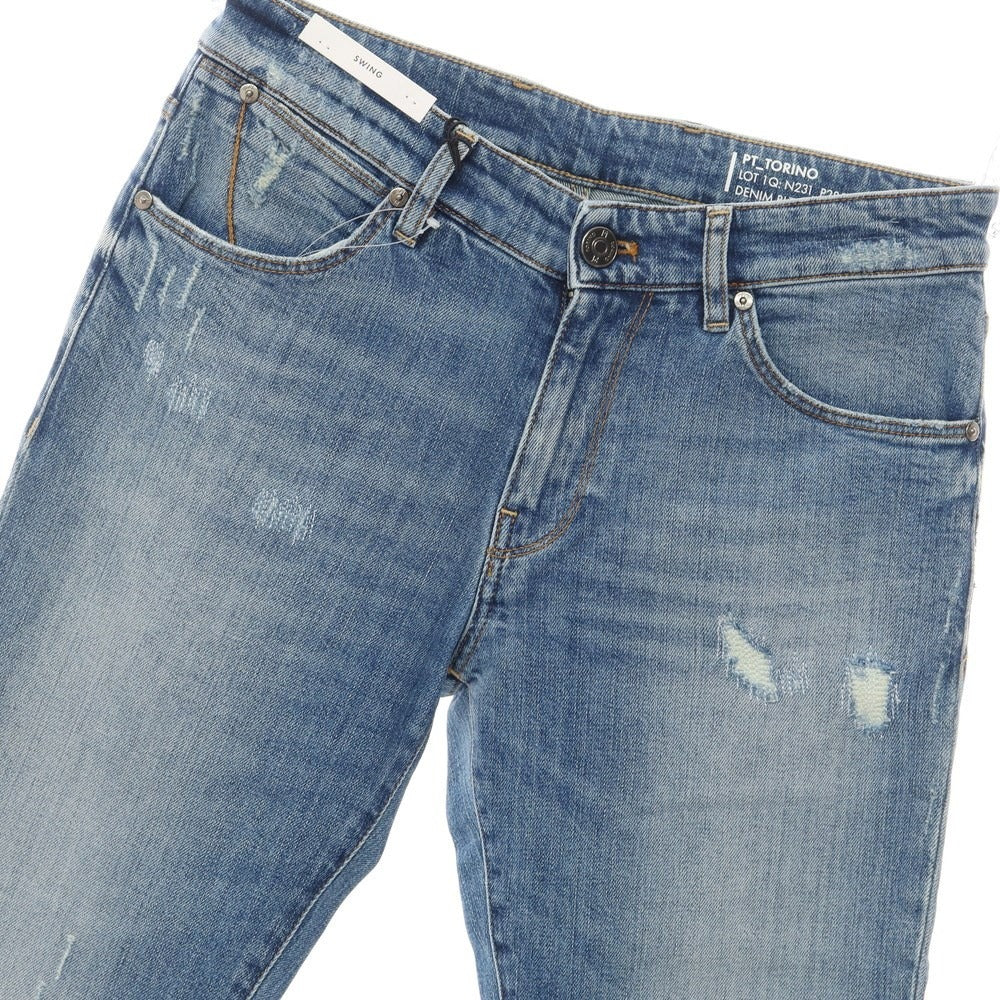 [New] PT TORINO DENIM SWING Distressed &amp;amp; Repaired Denim Pants Jeans Blue [Size 32] [BLU] [S/S/A/W] [Condition Rank N] [Men&