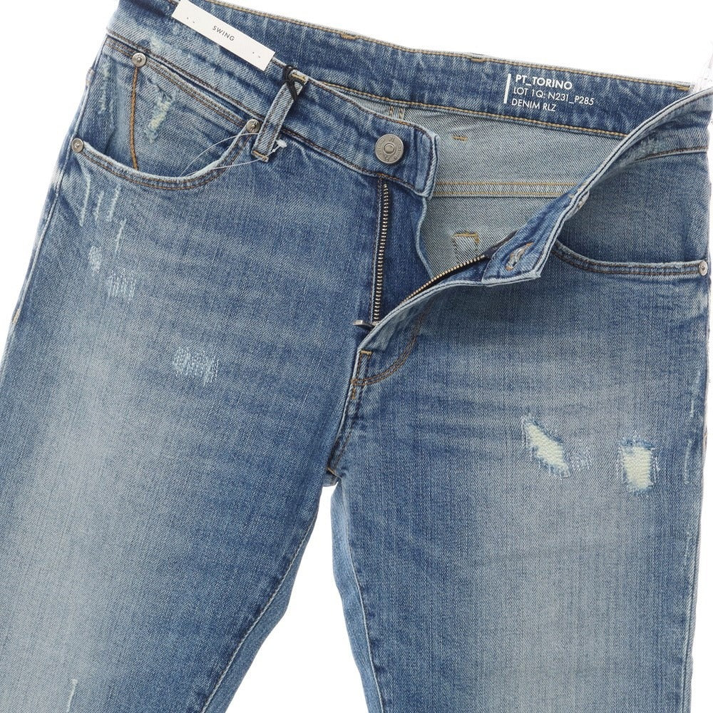 [New] PT TORINO DENIM SWING Distressed &amp;amp; Repaired Denim Pants Jeans Blue [Size 32] [BLU] [S/S/A/W] [Condition Rank N] [Men&