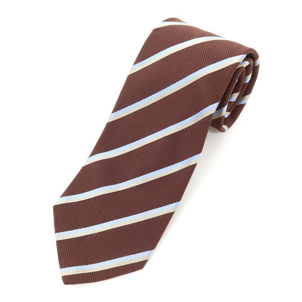 [Used] Brioni Striped 3-fold Silk Cotton Mogador Tie Brown [BRW] [S/S/A/W] [Condition Rank C] [Men&