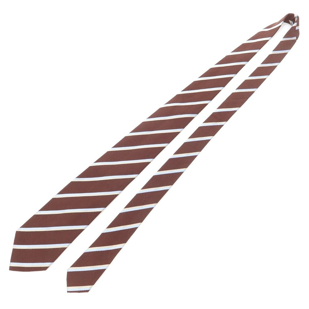 [Used] Brioni Striped 3-fold Silk Cotton Mogador Tie Brown [BRW] [S/S/A/W] [Condition Rank C] [Men&