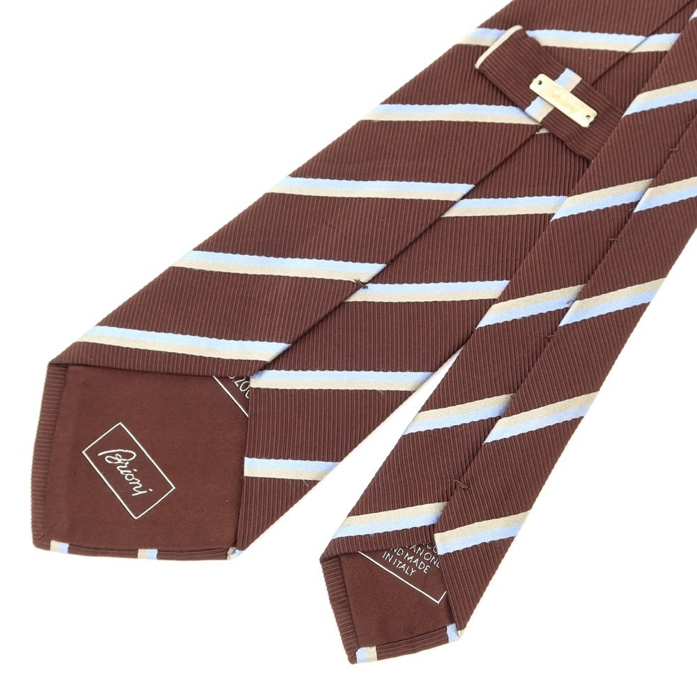 [Used] Brioni Striped 3-fold Silk Cotton Mogador Tie Brown [BRW] [S/S/A/W] [Condition Rank C] [Men&