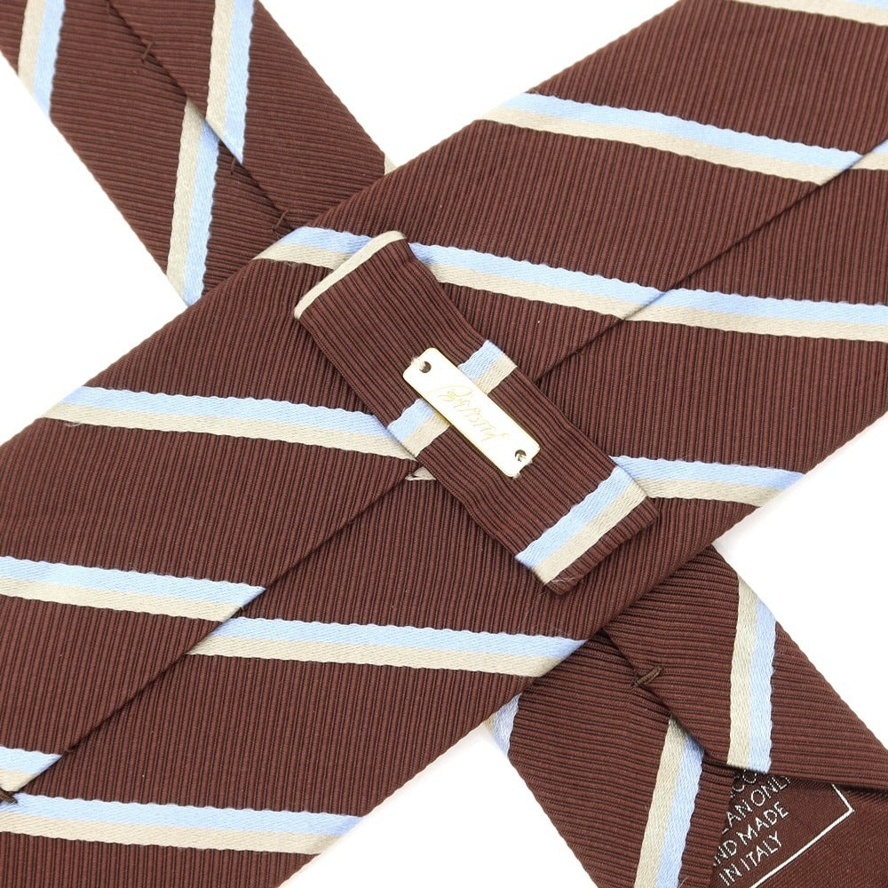 [Used] Brioni Striped 3-fold Silk Cotton Mogador Tie Brown [BRW] [S/S/A/W] [Condition Rank C] [Men&