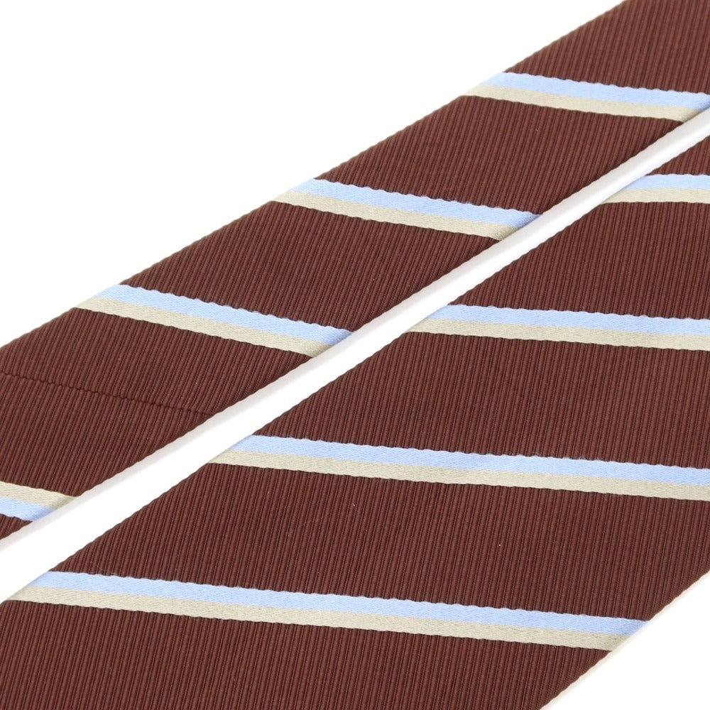 [Used] Brioni Striped 3-fold Silk Cotton Mogador Tie Brown [BRW] [S/S/A/W] [Condition Rank C] [Men&