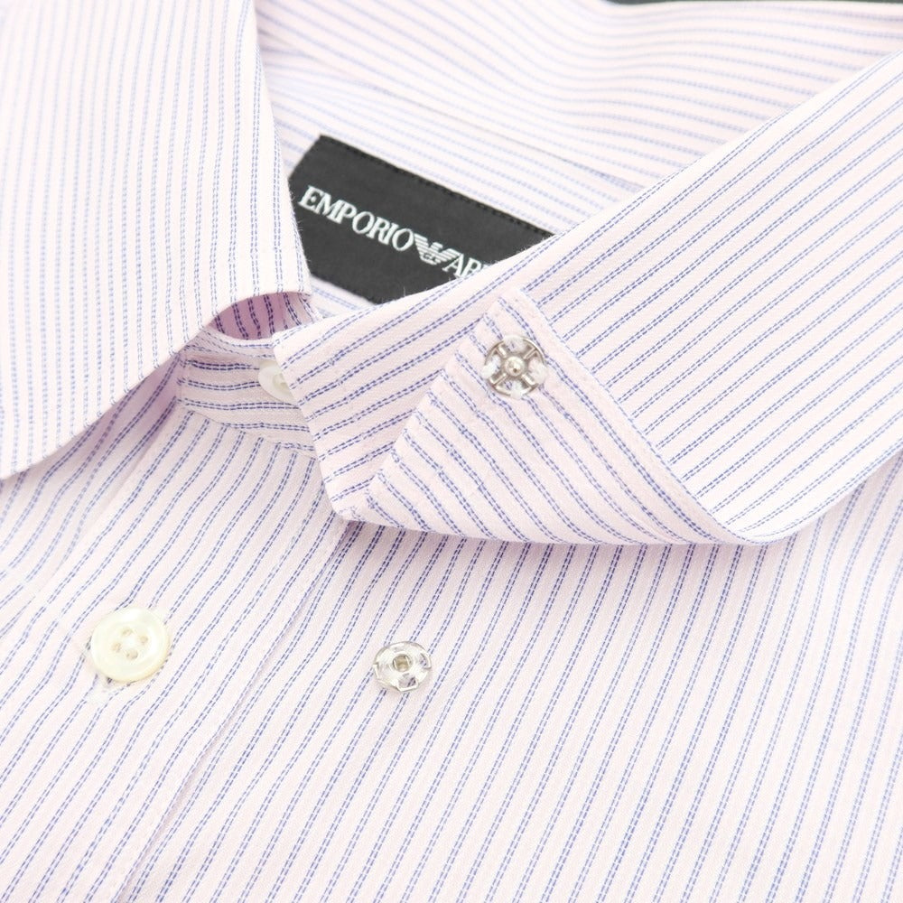 [Used] Emporio Armani EMPORIO ARMANI Cotton Stripe Snap-down Short Sleeve Shirt Light Pink x Navy [Size 40] [PNK] [S/S] [Condition Rank C] [Men&