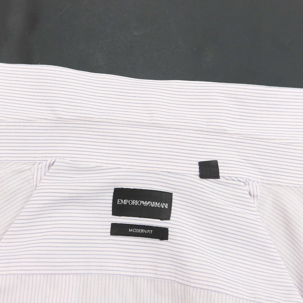 [Used] Emporio Armani EMPORIO ARMANI Cotton Stripe Snap-down Short Sleeve Shirt Light Pink x Navy [Size 40] [PNK] [S/S] [Condition Rank C] [Men&