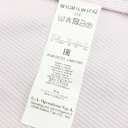 [Used] Emporio Armani EMPORIO ARMANI Cotton Stripe Snap-down Short Sleeve Shirt Light Pink x Navy [Size 40] [PNK] [S/S] [Condition Rank C] [Men&