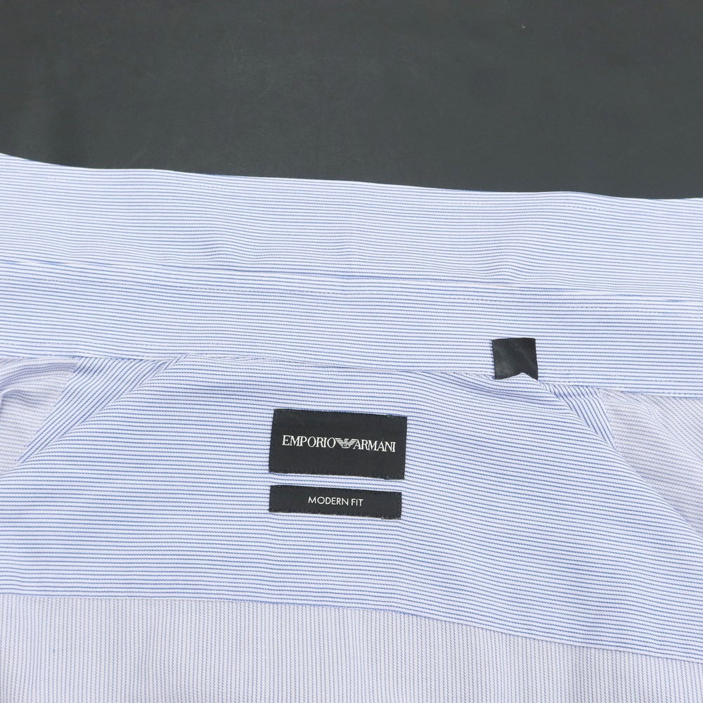 [Used] Emporio Armani EMPORIO ARMANI Cotton Striped Semi-Wide Collar Dress Shirt Blue x Light Gray [Size 41] [BLU] [S/S/A/W] [Condition Rank B] ​​[Men&