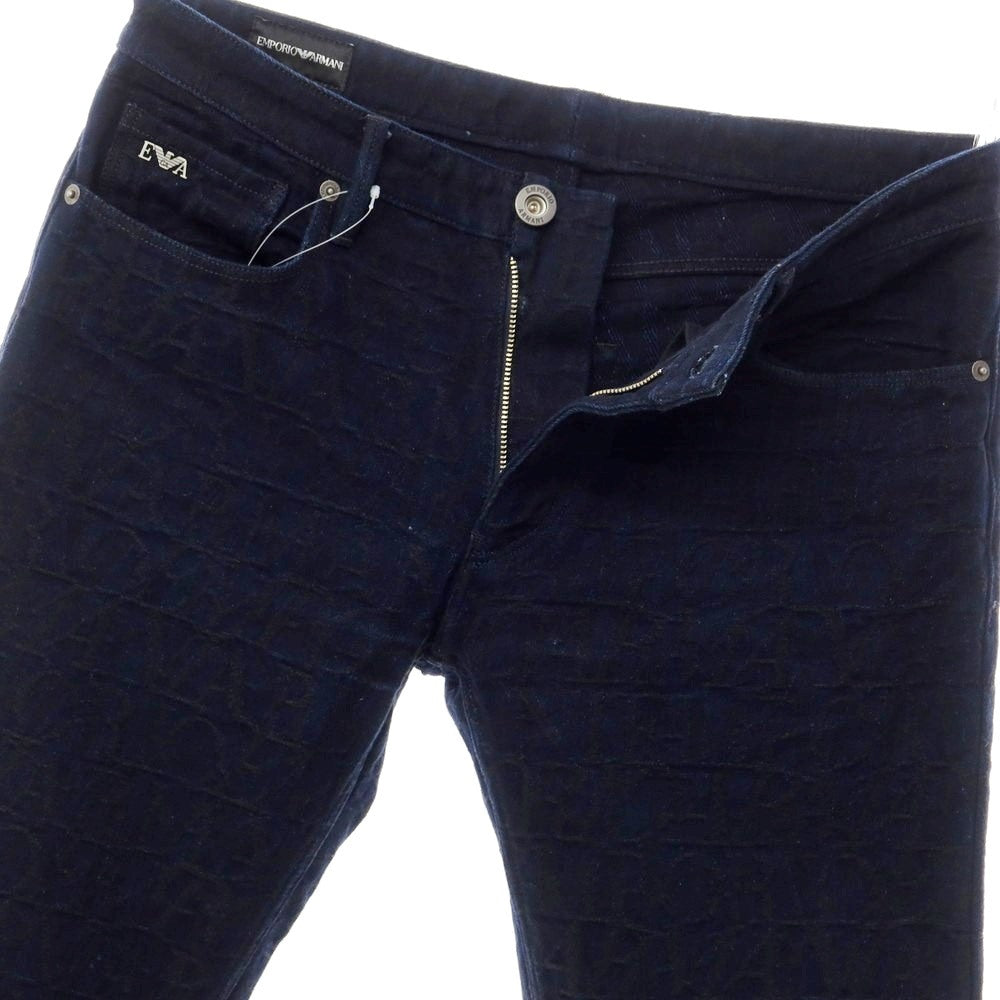 【中古】エンポリオ アルマーニ EMPORIO ARMANI ジャカードロゴ デニムパンツ ジーンズ ネイビー【サイズ32】【NVY】【S/S/A/W】【状態ランクB】【メンズ】【769280】