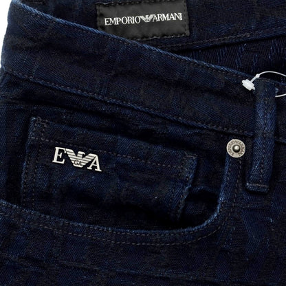 【中古】エンポリオ アルマーニ EMPORIO ARMANI ジャカードロゴ デニムパンツ ジーンズ ネイビー【サイズ32】【NVY】【S/S/A/W】【状態ランクB】【メンズ】【769280】