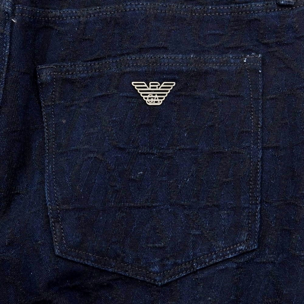【中古】エンポリオ アルマーニ EMPORIO ARMANI ジャカードロゴ デニムパンツ ジーンズ ネイビー【サイズ32】【NVY】【S/S/A/W】【状態ランクB】【メンズ】【769280】