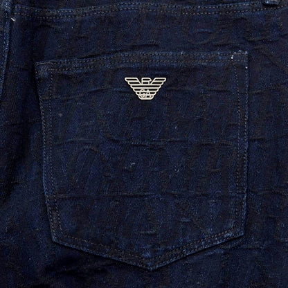 【中古】エンポリオ アルマーニ EMPORIO ARMANI ジャカードロゴ デニムパンツ ジーンズ ネイビー【サイズ32】【NVY】【S/S/A/W】【状態ランクB】【メンズ】【769280】