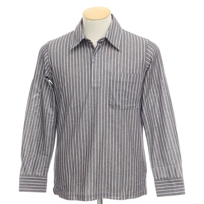 [Used] [Unused] Aquascutum Cotton Striped Long Sleeve Polo Shirt Brown x Navy [Size S] [BRW] [S/S/A/W] [Condition Rank S] [Men&