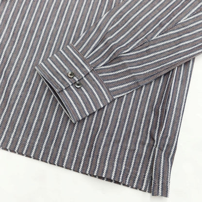 [Used] [Unused] Aquascutum Cotton Striped Long Sleeve Polo Shirt Brown x Navy [Size S] [BRW] [S/S/A/W] [Condition Rank S] [Men&