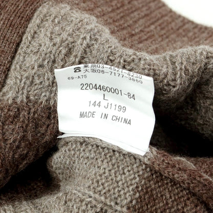 [Used] [Unused] Aquascutum Wool Cable Knit Stand Collar Cardigan Brown x Warm Gray [Size L] [BRW] [A/W] [Condition Rank S] [Men&