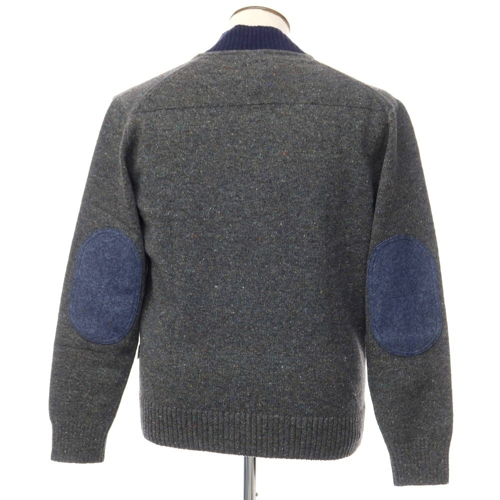 【中古】【未使用】アクアスキュータム Aquascutum ウール ニットカーディガン グレーxネイビー【サイズL】【GRY】【A/W】【状態ランクS】【メンズ】【769078】