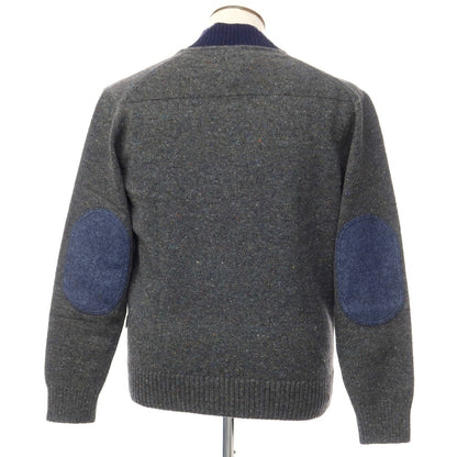 [Used] [Unused] Aquascutum wool knit cardigan, gray x navy [Size L] [GRY] [A/W] [Condition rank S] [Men&
