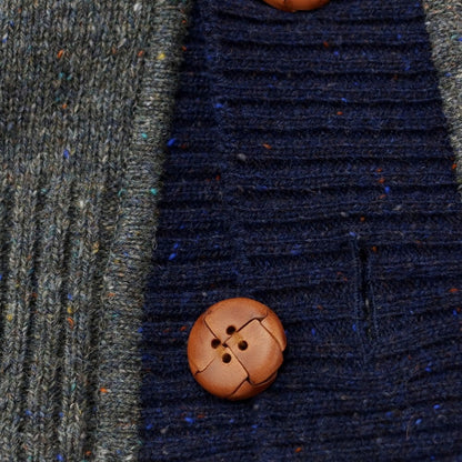[Used] [Unused] Aquascutum wool knit cardigan, gray x navy [Size L] [GRY] [A/W] [Condition rank S] [Men&