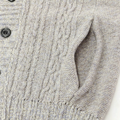 [Used] [Unused] Aquascutum Mid-gauge wool cable knit shawl collar cardigan, gray x blue [Size M] [GRY] [A/W] [Condition Rank S] [Men&