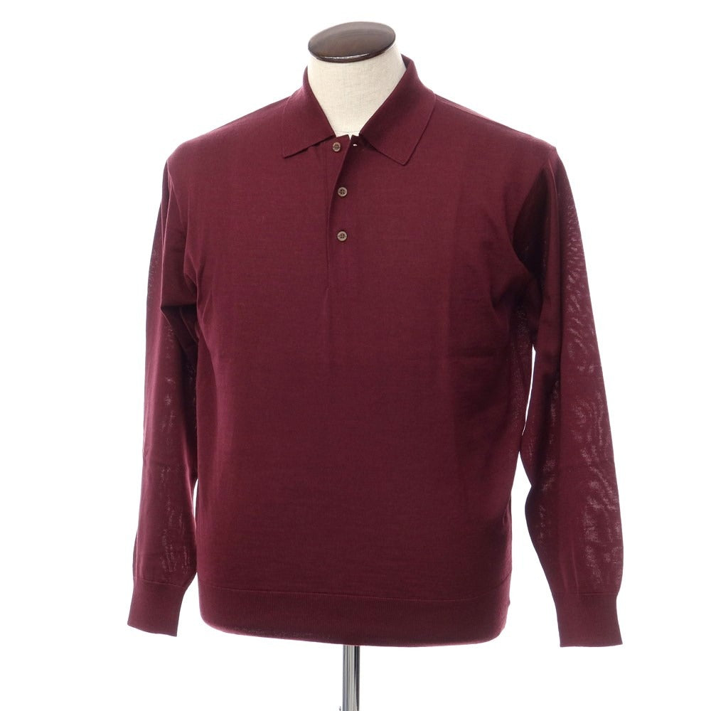 [Used] Aquascutum High Gauge Wool Silk Polo Knit Wine Red [Size L] [RED] [A/W] [Condition Rank C] [Men&