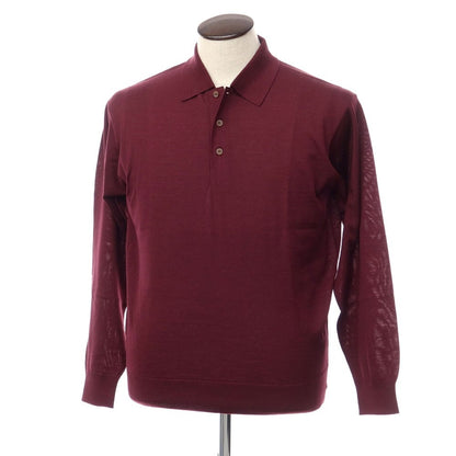 [Used] Aquascutum High Gauge Wool Silk Polo Knit Wine Red [Size L] [RED] [A/W] [Condition Rank C] [Men&