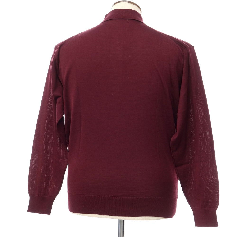 [Used] Aquascutum High Gauge Wool Silk Polo Knit Wine Red [Size L] [RED] [A/W] [Condition Rank C] [Men&