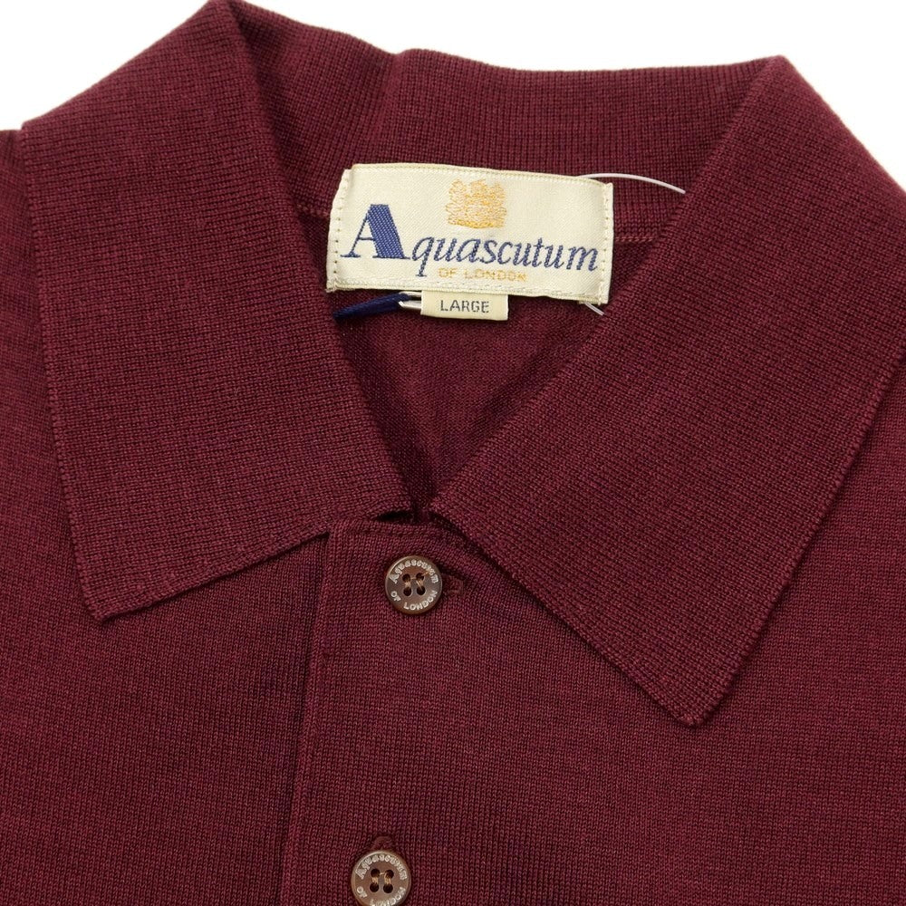 [Used] Aquascutum High Gauge Wool Silk Polo Knit Wine Red [Size L] [RED] [A/W] [Condition Rank C] [Men&