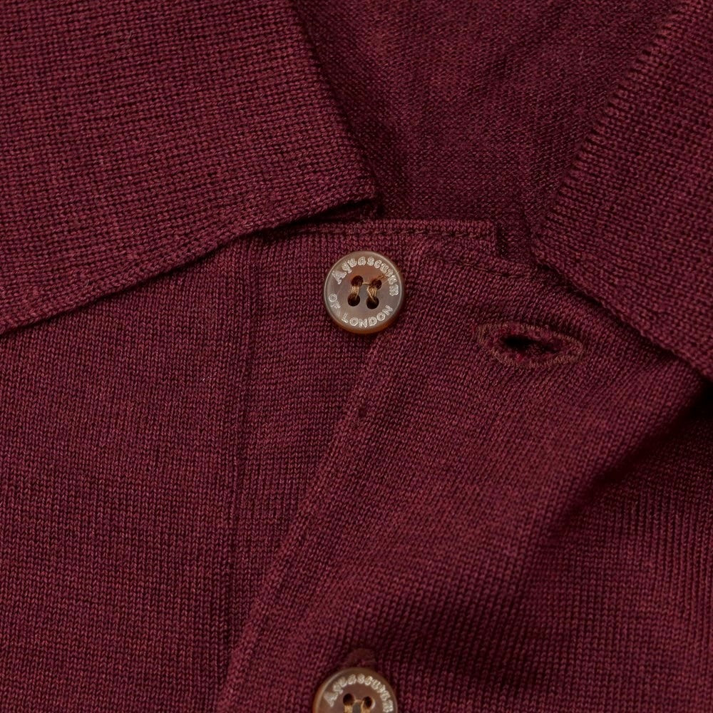 [Used] Aquascutum High Gauge Wool Silk Polo Knit Wine Red [Size L] [RED] [A/W] [Condition Rank C] [Men&