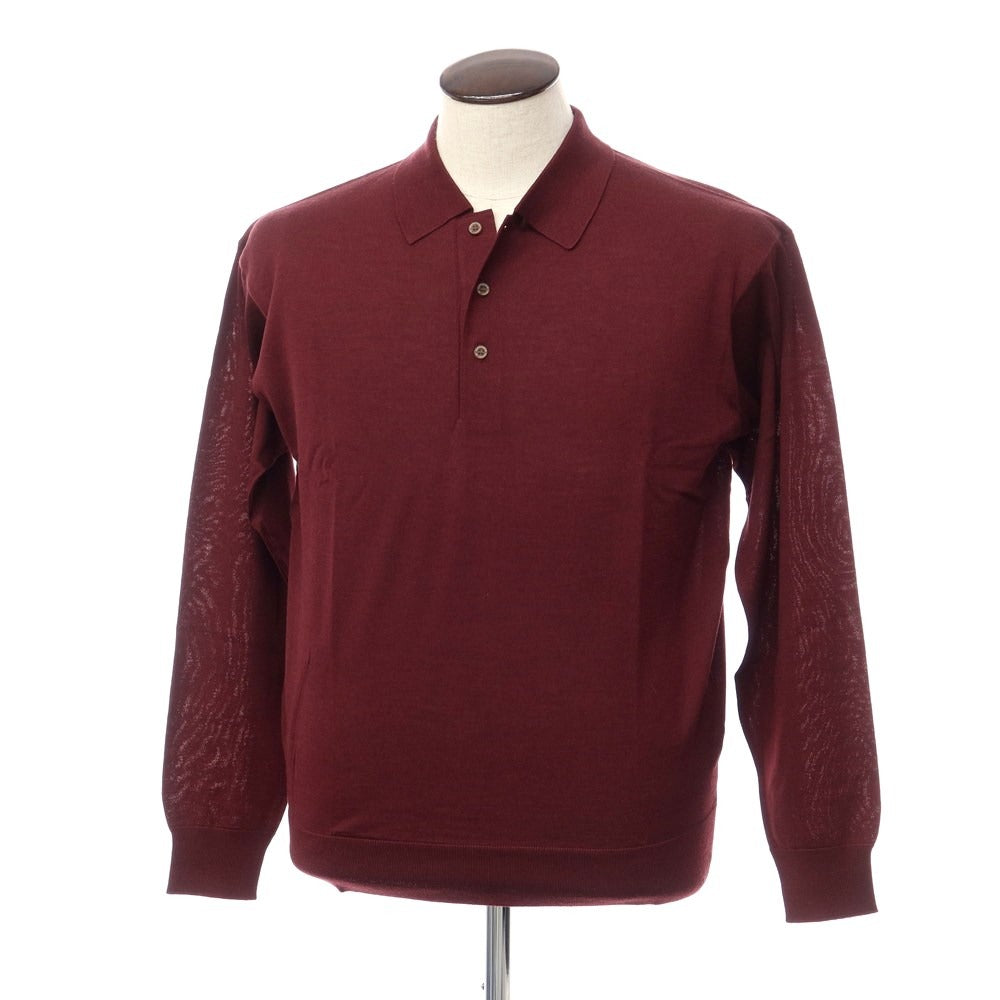 [Used] Aquascutum High Gauge Wool Silk Polo Knit Bordeaux [Size L] [RED] [A/W] [Condition Rank B] ​​[Men&