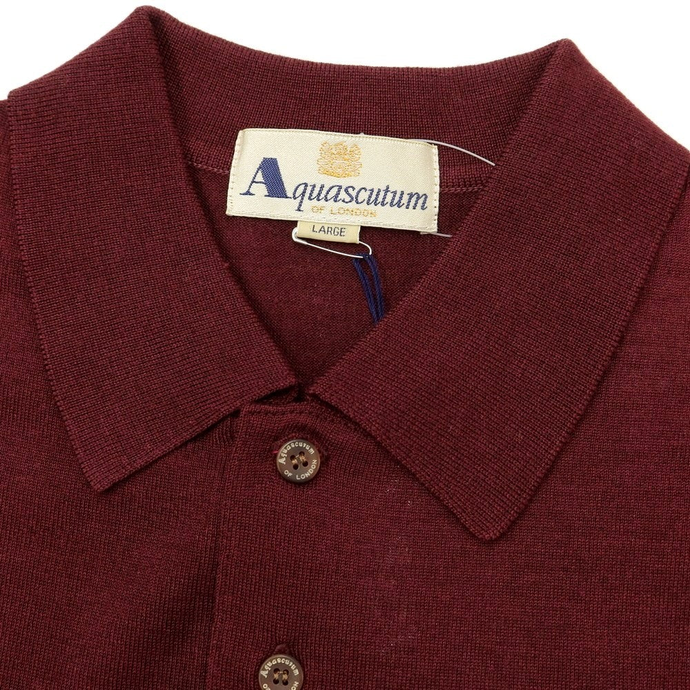 [Used] Aquascutum High Gauge Wool Silk Polo Knit Bordeaux [Size L] [RED] [A/W] [Condition Rank B] ​​[Men&