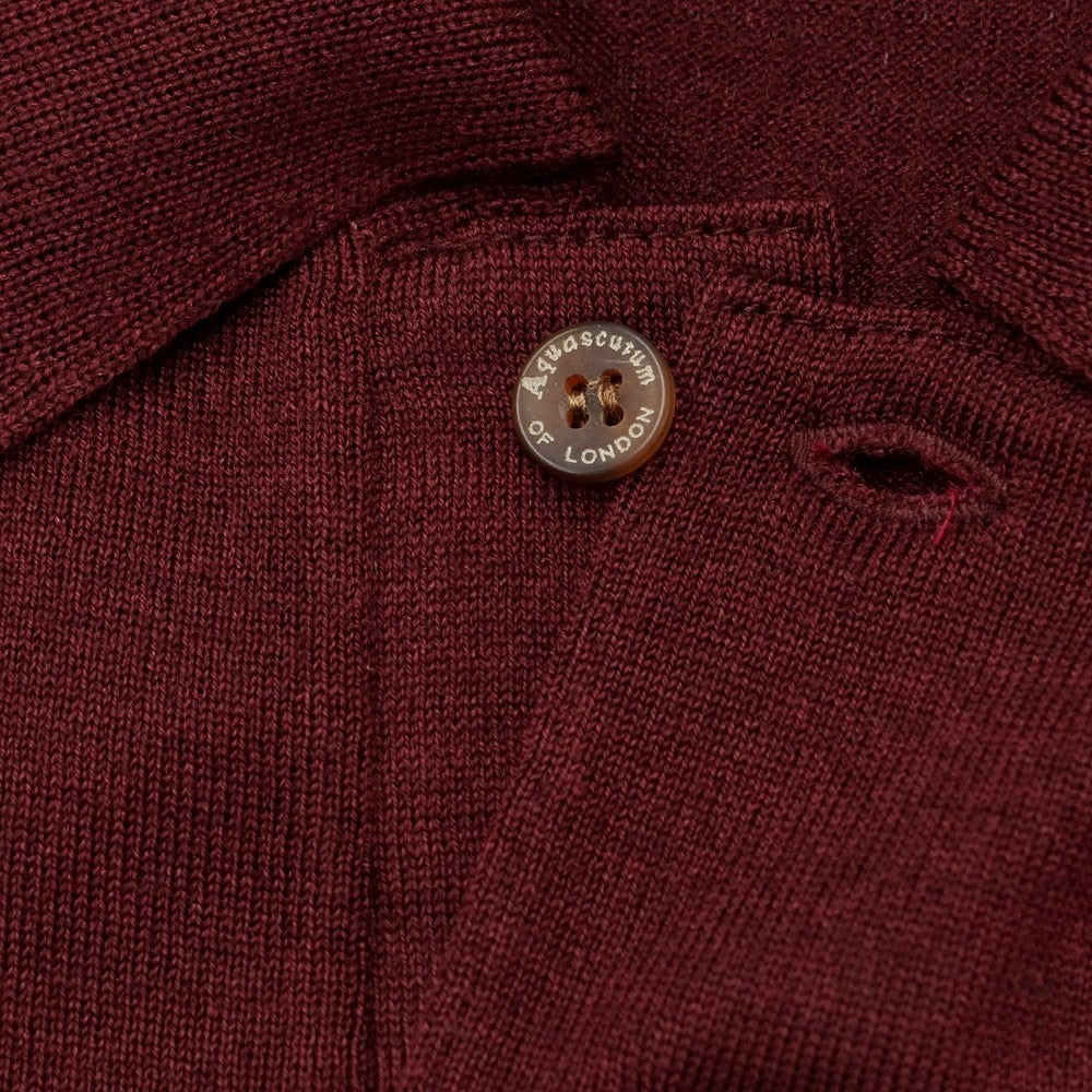 [Used] Aquascutum High Gauge Wool Silk Polo Knit Bordeaux [Size L] [RED] [A/W] [Condition Rank B] ​​[Men&