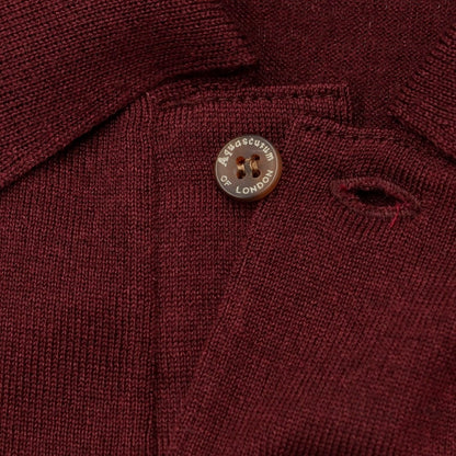 [Used] Aquascutum High Gauge Wool Silk Polo Knit Bordeaux [Size L] [RED] [A/W] [Condition Rank B] ​​[Men&