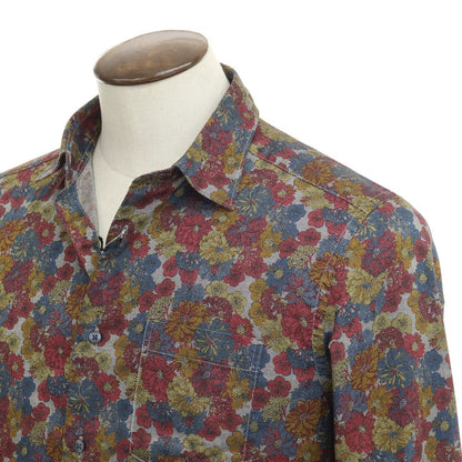 [Used] INTERMEZZO Cotton Floral Casual Shirt Navy x Bordeaux [Size L] [NVY] [S/S/A/W] [Condition Rank A] [Men&