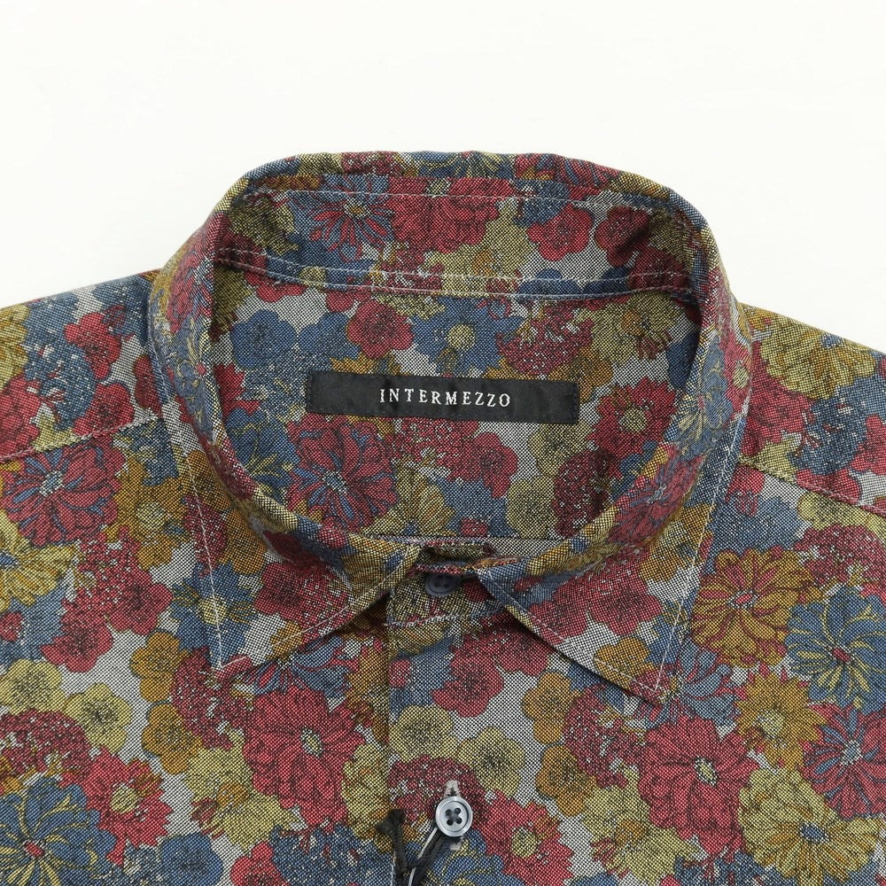 [Used] INTERMEZZO Cotton Floral Casual Shirt Navy x Bordeaux [Size L] [NVY] [S/S/A/W] [Condition Rank A] [Men&